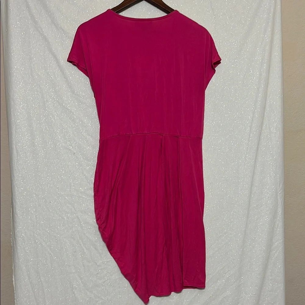 Banana Republic Pink Silk Faux Wrap Dress with Flutter Sleeves - Picture 3 of 3